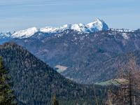 Teleblick zu weit entfernten Alpengipfel